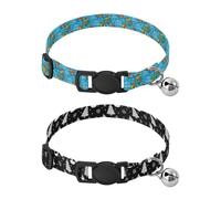 Dog Collars Small Size Adjustable Male Dog Collars Set of 2 Blue Colorful Reindeer Christmas Tree Black White Snowman Christmas Trees