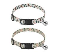Dog Collars Small Size Quick Release Buckle Dog Collar for Puppy Girl Boy 2 Pack Festive Christmas Trees Snowflakes Scandinavian Gnomes Set of Christmas Pattern
