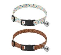 Dog Collars Small Size Release Buckle Dog Collar for Girls and Boys 2 Pcs White Background Colorful Sea Creature Red Background Gold Ornate