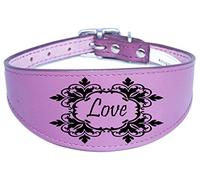 Dog collars Whippet Collar Greyhound Collar Italian Greyhound Collar Padded Backing Love Engraved D18 (14-17 Inch (35cm-43cm), Purple)