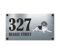 Dog Collection - Beagle Aluminium House Sign Personalised With Your House Name/Number & Street Name