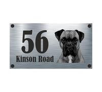Dog Collection - Boxer Dog Aluminium House Sign Personalised With Your House Name/Number & Street Name