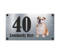 Dog Collection - Colour British Bulldog Aluminium House Sign Personalised With Your House Name/Number & Street Name