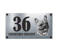 Dog Collection - French Bulldog Aluminium House Sign Personalised With Your House Name/Number & Street Name