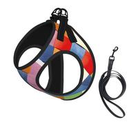 Dog Colorful Plaid Printed Harness And Leash Set,Adjustable,Breathable Soft,Step-In Mesh Pet Vest Harness With Reflective Strip