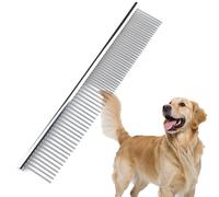 Dog Comb to Remove Tangles and Knots, Cat Comb with Stainless Steel Teeth and Non-Slip Handle, Dog combs for grooming matting for Long Haired Pets (Large)