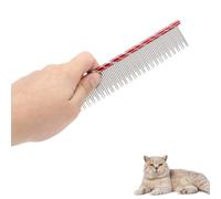 Dog Combs with Rounded Ends, Reusable Stainless Steel Teeth Comb for Dogs & Cats Hair RemovalComb Rugged Comfortable Open Knot (Red)