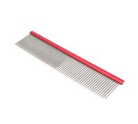Dog Combs with Rounded Ends Stainless Steel Teeth, Cat Comb for Removing Knots, Professional Pet Grooming Tool for Long and Short Haired Dog, Cat (Red 16cm/6.3in)