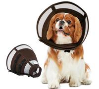 Dog Cone Alternative for Small Dogs to Stop Licking | Adjustable Recovery E-Collar for After Surgery & Wounds, Lightweight & Comfortable Elizabethan Protective Cone (Brown, M)