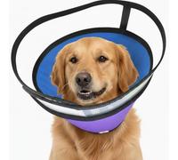 Dog Cone Collar for Medium Large Dogs - Soft Padded Transparent Recovery Collar - Breathable Anti-Lick for Surgery & Spay - Fits German Shepherd, Lab, Golden Retriever (M - Neck Girth:12" - 15.7")