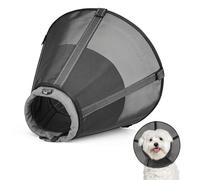 Dog Cone Collar to Stop Licking: Soft Mesh Recovery Collar After Surgery with Detachable Pad, Elizabeth Cone Alternative for Large Medium, Small Dogs, Normal Eating and Drinking (XS, Black Mesh)