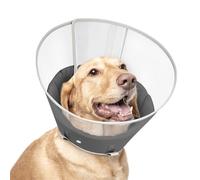 Dog Cone Collar with Snap-on Detachable Soft Liner, Lightweight Transparent Elizabethan Alternative to Stop Licking, for Spay Neuter Surgery Recovery, for Medium Large Small Dogs (Light Black,S)