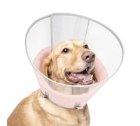 Dog Cone Collar with Snap-on Detachable Soft Liner, Lightweight Transparent Elizabethan Alternative to Stop Licking, for Spay Neuter Surgery Recovery, for Medium Large Small Dogs (Pink,S)