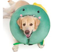 Dog Cone Inflatable Widen Dog Neck Donut Collar, Soft Cone Alternative After Surgery for Large Medium Small Dogs to Stop Licking, Dinosaur, Large