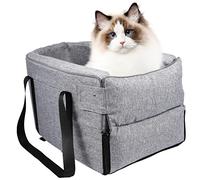 Dog Console Seat for Pets Portable Pet Safety Seat with Design Easy to Clean Grey Color for Car Travel Multi Functional as Pet Shoulder Bag