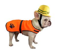 Dog Construction Costume for Medium Dog Helmet and Service Dog Vest Cute Outdoor Workers hat for pet Halloween Architect ostume