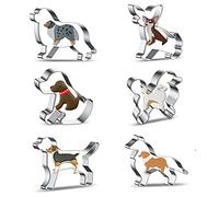 Dog Cookie Cutter for Treats Shapes Baking Set of 6 - Stainless Steel Border Collie, Chihuahua, Labrador, Rochin, Rottweiler, Pleasant Shepherd Shaped Puppy Cartoon Pet Dog Cookie Cutters Molds Stamps