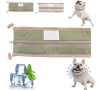 Dog Cool Loop,Summer Waterproof Breathable Ice Scarf,Adjustable Fit Dogs Cooling Collar,Washable Reusable Neck Cooler for Medium and Large Puppies to Cool Down Going Out (Green, Large)