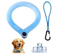 Dog Cooling Bandana, PCM Physical Instant Cooling Scarf Pet Ice Neck Cooler Kerchief for Small Medium Large Dogs Summer Essentials with Carabiner Rope (Blue, Size M)