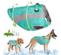Dog Cooling Coat, Summer Cooling Vest for Puppy Sun Protection, Evaporation Cooling - Safe, Effective, Breathable Mesh Ice Vest with Adjustable Zipper and Reflective, Cool Jackets for Dogs (Green, XL)