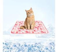 Dog Cooling Mat,15.5" x 19.5"Thicken Self-Cooling Mat for Dog&Cat,Internal Waterproof & Endothermic,Washable Pet Ice Cool Pad Blanket,Pet Sleeping Pad for Indoor Outdoor in Summer, Non-Toxic, Pink S