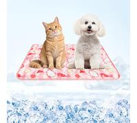 Dog Cooling Mat,19.5" x 27.5" Thicken Self-Cooling Mat for Dog&Cat,Internal Waterproof& Endothermic,Washable Pet Ice Cool Pad Blanket,Pet Sleeping Pad for Indoor Outdoor in Summer,Non-Toxic, Pink M