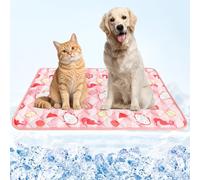Dog Cooling Mat,27.5"x38.5" Thicken Self-Cooling Mat for Dog Large,Internal Waterproof& Endothermic,Washable Pet Ice Cool Pad Blanket,Pet Sleeping Pad for Indoor Outdoor in Summer,Non-Toxic, Pink L