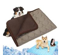 Dog Cooling Mat 4x More Effective, Ice Silk Cooling Mat for Small Medium large Dogs, Eco-friendly Dog Bed Indoor Outdoor (Brown, M-50 * 60cm)