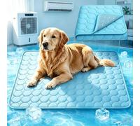 Dog Cooling Mat, 55X70cm Self Cool Mat for Dogs Cats Ice-Silk, Dog Cooling Mats, Pet Breathable Summer Washable Beddings for Sofa Floor Kennel RV Car Seat Camping Travel Beach、L,Blue