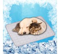 Dog Cooling Mat - Cooling Mat for Dogs 100 x 75 cm for Pets on Warm Days Easy to Clean Non-Slip Dog Ice Silk Chill Pad for Crates, Kennels and Beds, Grey