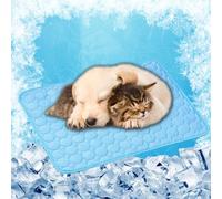 Dog Cooling Mat - Cooling Mat for Dogs 70 x 55 cm for Pets on Warm Days Easy to Clean Non-Slip Dog Ice Silk Chill Pad for Crates, Kennels and Beds, Blue