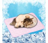 Dog Cooling Mat - Cooling Mat for Dogs 70 x 55 cm for Pets on Warm Days Easy to Clean Non-Slip Dog Ice Silk Chill Pad for Crates, Kennels and Beds, Pink