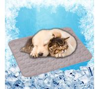 Dog Cooling Mat - Cooling Mat for Dogs 70 x 55 cm for Pets on Warm Days Easy to Clean Non-Slip Dog Ice Silk Chill Pad for Crates, Kennels and Beds, Brown