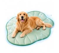 Dog Cooling Mat for Dogs & Cats, Leaf Shape Pet Cooling Pad with Ice Silk Surface, Soft Summer Cool Mat for Pet Bed, Crate, Sofa, Floor and Car Seat, Washable Foldable Dog Cat Mat (Green_99cm)