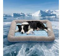 Dog Cooling Mat for Summer, Self Cooling Ice Silk Pet Bed Mat for Crate, Sofa & Car Seats, Breathable Washable Pressure Activated Cool Pad for Small, Medium, Large Dogs and Cats (Blue Mat, Large)