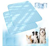 Dog Cooling Mat,Heatrelief Cooling Dog Bed, pet ice Silk Coolings mat Summer cat & Dog, Prevent Heat Stressand Dehydration,Durable Anti-Scratch Gel Pad,Machine Washable (2PC Blue, XL-90x70cm)
