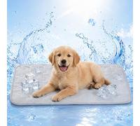 Dog Cooling Mat, Large Durable Foldable Washable Cooling Pet Mat for Medium Large Dogs Cats Multi-pet Family Non-Toxic Gel-free Safe Cooling Pet Blanket Pad Mat for Home Park Beach(Grey, M (74×46cm))