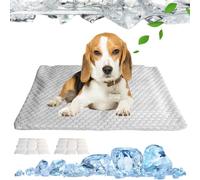 Dog Cooling Mat-Pet Cooling Pad with Built-In Gel Laye Reusable Machine Washable and Portable for Indoor Outdoor with Non-Slip Bottom Non-Toxic for cats small dogs Summer use (Grey, M 42x66cm)