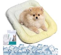 Dog Cooling Mat, Self-Cooling Ice Silk Pet Cooling Pad for Cats, Washable Breathable Summer Sleeping Bed, Foldable Blanket for Crate Couch and Car ，Yellow：M-50 * 40cm
