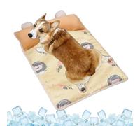 Dog Cooling Mat With Pillow - Ice Silk Breathable Fabric | Self-Cooling Pet Bed Pad | Summer Crate Mat For Dogs & Cats - Washable Sleep For Kennel Sofa Vehicle Travel Little Lion Balloon