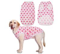 Dog Cooling Shirt for Medium Large Dogs, Breathable Mesh Dog T Shirt with Sun Protection, Lightweight Summer Dog Clothes, Soft Cooling Pajama Vest for Sleeping Walking Outdoor（Red Heart-28）