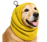 Dog Cooling Snood Head Cover, Breathable Mesh Summer Neck Ear Wrap with Adjustable Drawstring, Quick Cooling Pet Neck Scarf Bandana for Outdoor Walking Hiking, Yellow (Size S)