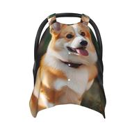 Dog Corgi Baby Car Seat Canopy Cover, Multi Use Breathable Nursing Breastfeeding Covers for Mom Soft Stroller Sun Shade Newborn Shower Gift