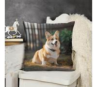 Dog Corgi Plush Pillow Case Soft Fluffy Decorative Throw Pillow Cover with Invisible Zipper Double Side Personality Cushion Case for Couch Bed Sofa Car Bedroom 16 "x16