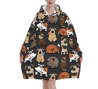 Dog Corgi Print Adults Cozy Oversized Blanket Hoodie Soft Warm Wearable Winter Xmas Blankets