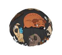 Dog Corgi Print Shower Cap - Reusable Bath Hair Cap, Double Layer, Adjustable Elastic Strap, Durable Travel Essential