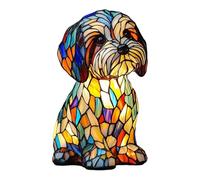 Dog & Corgi & Pug & Shih Tzu Lamps Schnauzer Lamp Dachshund Lamp Stained Glass Dogs Lamps, Series Art Night Light Cute Pet Dogs Themed LED Table Lamps Fun Gift for Dog Lovers (Yellow, 1pcs)