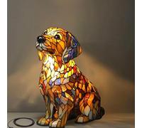 Dog & Corgi & Pug & Shih Tzu Lamps Schnauzer Lamp Dachshund Lamp Stained Glass Dogs Lamps, Series Art Night Light Cute Pet Dogs Themed LED Table Lamps Fun Gift for Dog Lovers (Yellow-G)