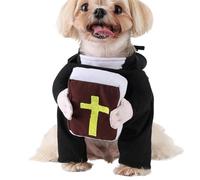 Dog Cosplay Costume | Funny Dog Priest with Bible Outfit - Cute Pet Dress up Apparel Clothing for Halloween Parties Christmas Gathering Holiday Photoshoot Events