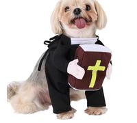 Dog Cosplay Costume | Funny Dog Priest with Bible Outfit - Pet Apparel Cute Dress up for Christmas Events Themed Birthdays Holiday Halloween Parties Gathering